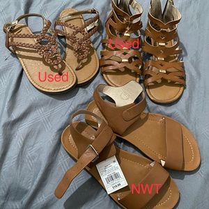 Bundle 3 Pairs - Girl Sandals. (1 NWT, 2 Used) Size 3